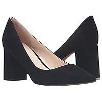MOOMMO Women Chunky Heel Suede Pumps Pointed Toe Block Heel Dress Shoes Comfortable Slip On 3 Inch High Heels Pointy Closed Toe Work Pumps Office Ladies Classic Wedding Party 4-11 M US