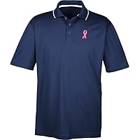 Breast Cancer Two Tone Polo Embroidered Ribbon Pocket Print