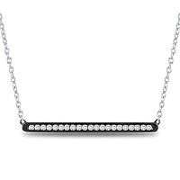 925 Sterling Silver Black Rhodium Round Diamond Bar Necklace (0.25ct, I-J / I2I3)