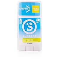Surface Dry Touch Body Sunscreen Stick - Reef Safe, Ultra-Light & Clean Feeling, Broad Spectrum UVA/UVB Protection, Paraben Free, Hypoallergenic, Water Resistant, Fragrance Free - SPF 50, 1.5oz