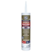 GE Advanced Silicone Caulk for Kitchen & Bathroom - 100% Waterproof Silicone Sealant, 5X Stronger Adhesion, Shrink & Crack Proof - 10 oz Cartridge, Clear, Pack of 1