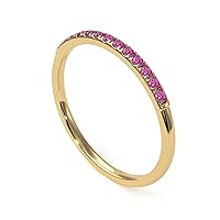 Choose Your Color Gemstone Eternity Stacking Engagement Ring Gold Plated Vintage Style Promise Band Round Cut Birthstone Ring Gift Jewelery for Women Girls Size 4,5,6,7,9,11,12