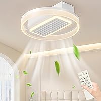 JUNNAI LED Deckenventilator mit Beleuchtung Leise Dimmbar Deckenleuchte mit Ventilator Blattloser Fan Deckenleuchte mit Fernbedienung Invisible Ventilatorlicht für Wohnzimmer Schlafzimmer