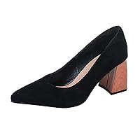 Women's Nude Suede Pumps Shoes Elegant Block Heel Pumps Pointed Toe Cap Pumps Unique Heel Perfect for Daily Dating