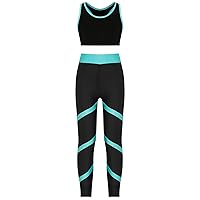 Kids Girls Racerback Tank Top And Athletic Leggings Gymnatics Workout Outfits 2 Pieces Dance Clothes Set
