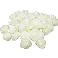 Artificial Flowers 100PCS 3CM Mini Fake Roses for DIY Wedding Bouquets Centerpieces Party Baby Shower Home Decorations (Ivory)