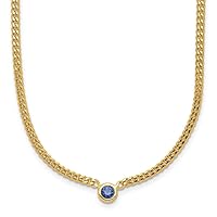 14k Gold Sapphire Curb Necklace 18 Inch Measures 5.8mm Wide Jewelry Gifts for Women