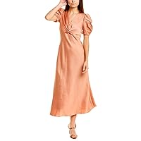 Women's Knot Front Dress with Puff Sleeve