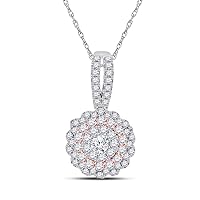The Diamond Deal 14kt Two-tone Gold Womens Round Diamond Flower Cluster Pendant 1/2 Cttw