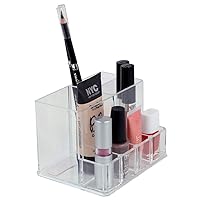 Home Basics Hatter Resistant Plastic Compact Vanity Cosmetic, Makeup and Jewelry Palette Organizer Fits Jewelry, Makeup Remover, Lipsticks (Clear)