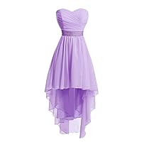 Short Sweetheart Ruched Chiffon Prom Homecoming Dress High Low Formal Party Ball Gown Lilac 18W