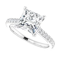 JEWELERYIUM 2 CT Princess Cut Colorless Moissanite Engagement Ring, Wedding/Bridal Ring Set, Halo Style, Solid Sterling Silver, Anniversary Bridal Jewelry, Amazing Rings For Wife