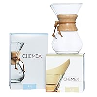 CHEMEX Bundle - 6-Cup Classic Series - 100 ct Square Filters - Exclusive Packaging