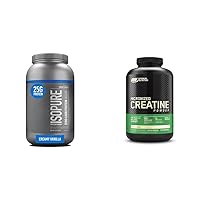 Isopure Protein Powder, Creamy Vanilla Whey Isolate with Vitamin C & Zinc & Optimum Nutrition Micronized Creatine Monohydrate Powder, Unflavored, Keto Friendly, 120 Servings (Packaging May Vary)