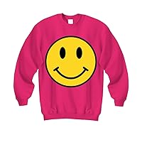 Happy Smile Face Retro 80s 90s Plus Size Women Men Youth Sweatshirt Black