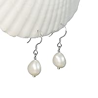 Huge Baroque Freshwater Cultured Pearl Dangle Earrings with Sterling Silver Setting