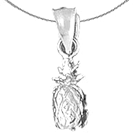 Silver 3D Pineapple Necklace | Rhodium-plated 925 Silver 3D Pineapple Pendant with 18