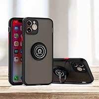 Luxury Camera Len Protection Case for iPhone 11 12 13 14 Pro Max X XR XS Max 6 7 8 Plus Ring Stand Holder Back Matte Cover,Black,for iPhone 14 Pro