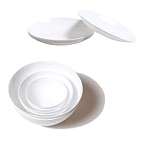 White Kitchen Bowls and Platters RV Dishes Camping Plates and Utensils Set of 12
