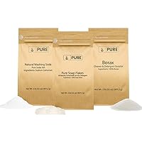Pure Original Ingredients Borax, Soap Flakes, and Washing Soda Bundle, (2 lb) Homemade Laundry Detergent, Cleaning Supplies