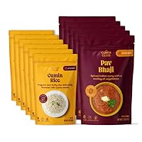 Pav Bhaji Instant Curry + Rice Sides Bundle - Vegetarian Meals Ready to Eat (Pack of 5 Pav Bhaji + Pack of 6 Rice)