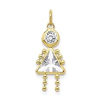 10k Yellow Gold Polished April Girl Charm Pendant Necklace Measures 20x10mm Wide Jewelry Gifts for Women