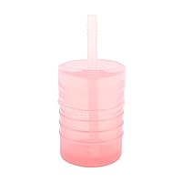 Bumkins Baby and Toddler Cups, Sippy Cup with Straw, Spill Proof, Transition Cup for Babies Ages 1 Year, Safely Sip from Lid, Straw or Cup, First Year Supplies, Platinum Silicone, Holds 7oz, Pink
