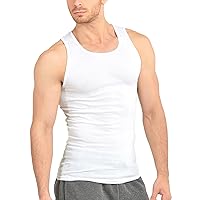 ToBeInStyle Men's Value Pack of Form Fitting Scoop Neck Sleeveless White A-Shirts