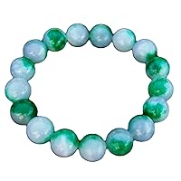 Unisex Bracelet 12mm Natural Gemstone Jade Round shape Smooth cut beads 7 inch stretchable bracelet for men & women. | STBR_04398
