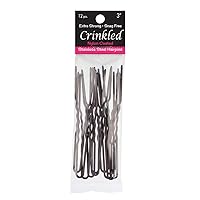 U-Shaped Crinkled Hair Pins (Set of 12) (3 inch, Black)