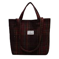 Women Retro Plaid Tote Bag Handbags Casual Shoulder Bag Large Capacity Shopping Bag Trendy College Work Tote Handbag