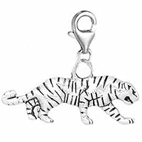 Walking Tiger Pendant for European Clip on Charm Jewelry w/Lobster Clasp