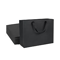 QIELSER 24Pack Kraft Gift Bags Bulk Large Size, Black Kraft Paper Shopping Bags with Ribbon Handles, Wedding Bags, Party Favor Bags, Retail Bags, Shopping Bags-12.5