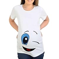 Baby for Maternity T-Shirt, Women Cute Cartoon Print Cotton Pregnants Casual Nursing Short Sleeve Tops