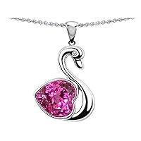 Sterling Silver Large Love Swan Pendant Necklace