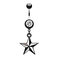 WildKlass Jewelry Classic Nautical Star 316L Surgical Steel Belly Button Ring
