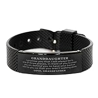 Granddaughter, I'll always be in one of three places Black Shark Mesh Bracelet. Gift for Granddaughter. Graduation Inspirational Gift From Grandfather. Idea Gift for Birthday