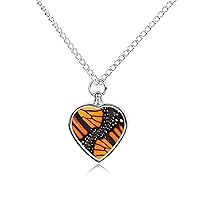 Orange Monarch Butterfly Wings Urn Necklace for Ashes Cremation Heart Jewelry Memorial Locket Pendant Keepsake One Size
