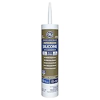 GE Advanced Silicone Caulk for Window & Door - 100% Waterproof Silicone Sealant, 5X Stronger Adhesion, Shrink & Crack Proof - 10 oz Cartridge, White, Pack of 1