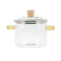 BinaryABC Clear Glass Stovetop Simmering Pot,Glass Cookware Pot with Cover,Glass Saucepan with Cover,Heat-Resistant Glass Stovetop Pot(1500ml)