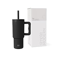 Simple Modern Kids 24 oz Tumbler with Handle and Silicone Straw Lid | Spill Proof and Leak Resistant | Reusable Stainless Steel Bottle | Gift for Kids Boys Girls | Trek Collection | Midnight Black