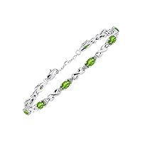 Bracelets for Women 925 Sterling Silver XO Hugs & Kisses Tennis Bracelet Gemstone & Genuine Diamonds Adjustable to Fit 7