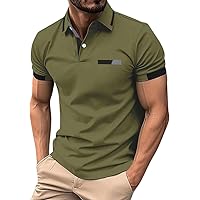 Men's Lapel Button Down Business Short Sleeve T-Shirt Classic Cozy Golf Shirts Casual Vintage Simple Tee Shirt