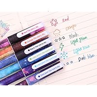 6 PCSSet New Cute Cartoon Starry Sky Colorful Gel Pen Set Kawaii Korean Stationery Creative Gift School Supplies, 0.38mm, Star design ballpoint pen