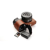 Handmade Genuine Real Leather Half Camera Case Bag Cover for Sony A6400 Rufous color