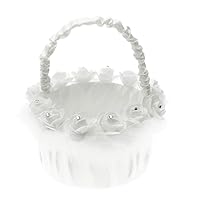 CHUNCIN - Wedding Basket Flower Girl Basket White Petals Holder Small Basket with Foam Flower Wedding Ceremony Party Supplies