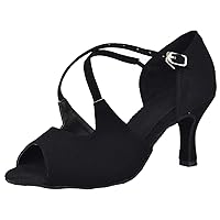 Womens Professional Latin Heels Salsa Body Strap Ballroom Pumps Jazz Heeled Tango Chacha Peep Toe Bachata Shoes7.5CM Heeled SOFE Sole Custom Heel
