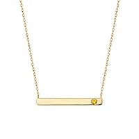 14K Gold Plated Crystal Birthstone Bar Necklace | Dainty Necklace | Gold Necklaces for Women |