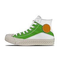 Green Custom high top lace up Non Slip Shock Absorbing Sneakers Sneakers with Fashionable Patterns