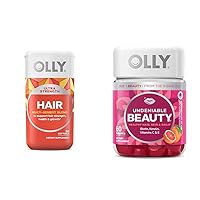 OLLY Ultra Strength Hair Softgels, Supports Hair Health, Biotin, Keratin & Undeniable Beauty Gummy, for Hair, Skin, Nails, Biotin, Vitamin C
